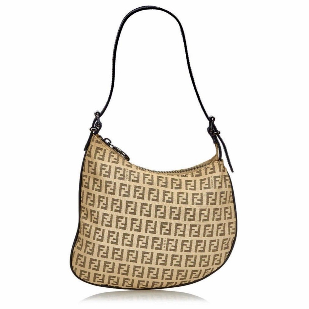 Fendi Zucchino Canvas Oyster Shoulder Bag